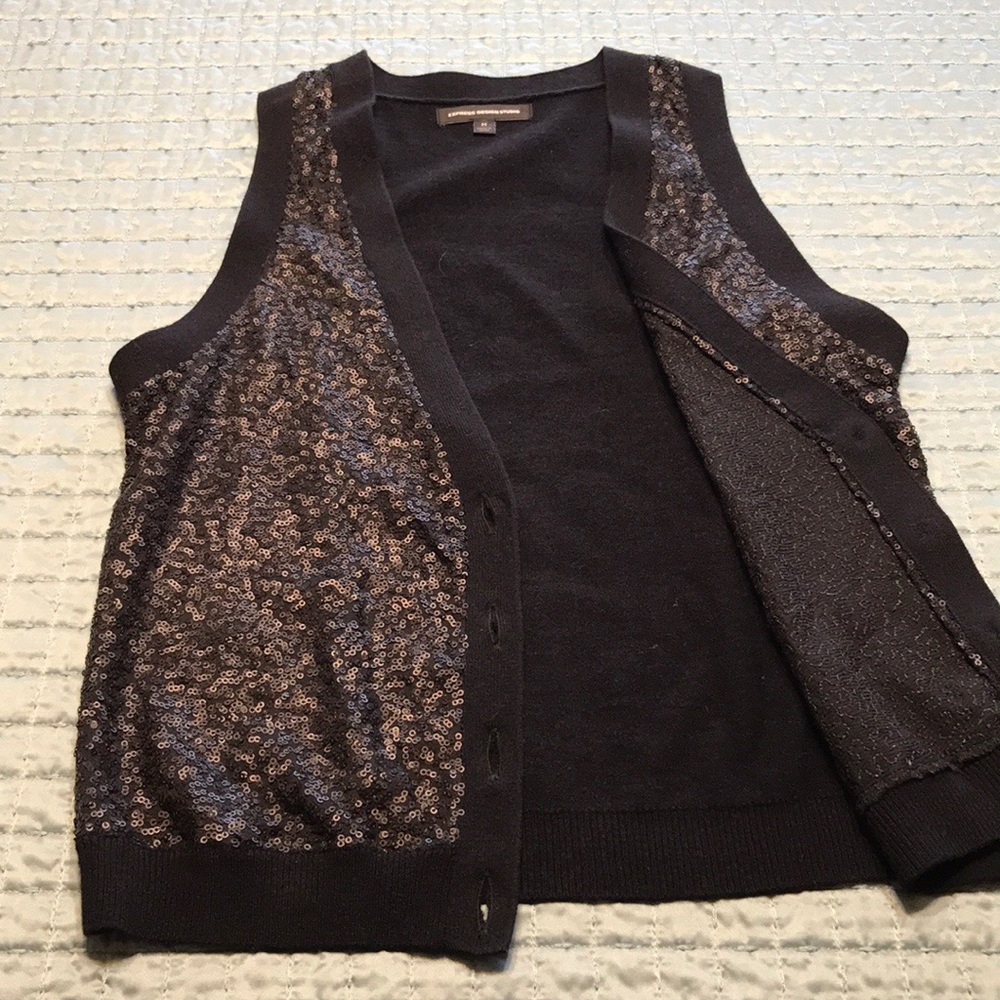 Black Sequins Vest